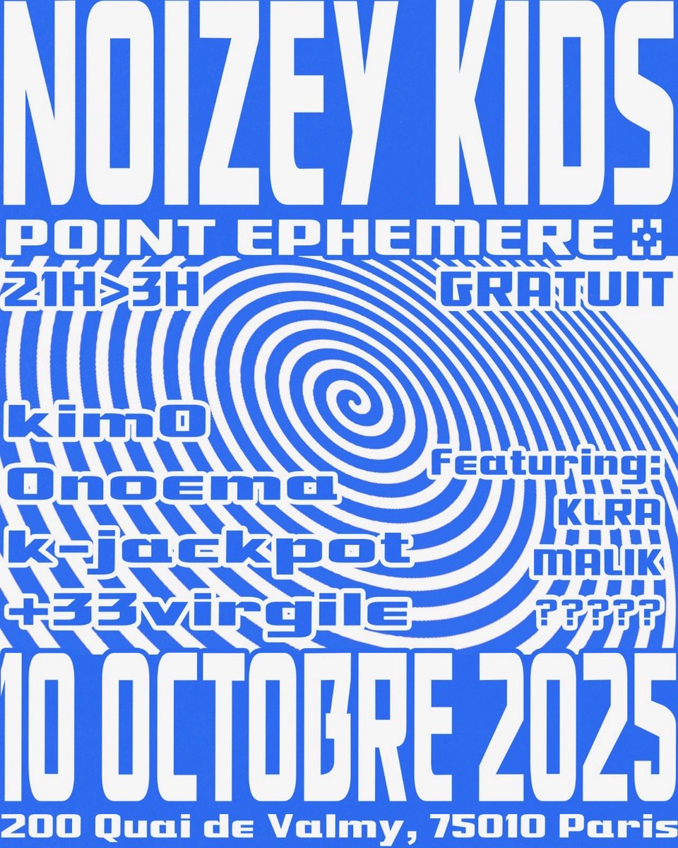 10/10 avec Noizey Kids

C’est gratuiiiiiiiiiiiit

📌 Point Éphémère 
200 quai de Valmy, 75010
