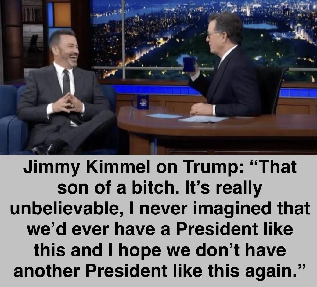 Who stands with Jimmy Kimmel and Stephen Colbert against Trump?

Please raise your hand ✋ if you do