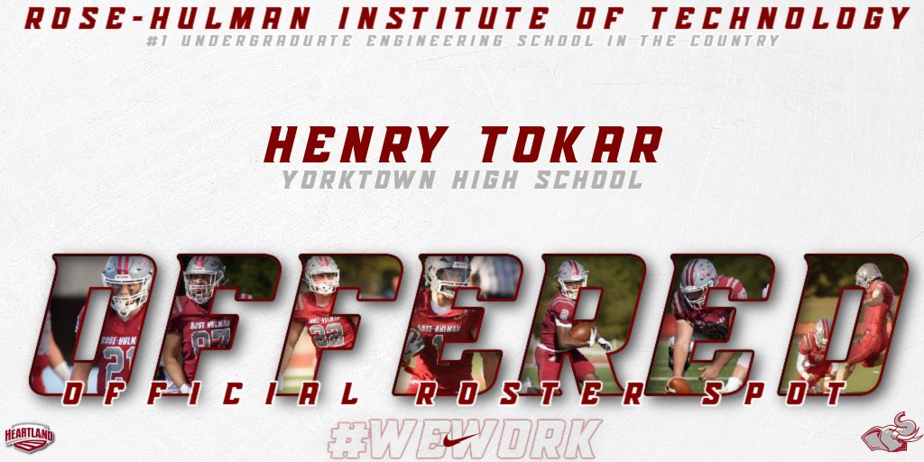 HenryTokarFTBL's tweet image. I'm excited to have received an official roster spot offer from @RoseHulmanFB!
@CoachSokolRHIT @CoachZachMetz @CoachSkibba