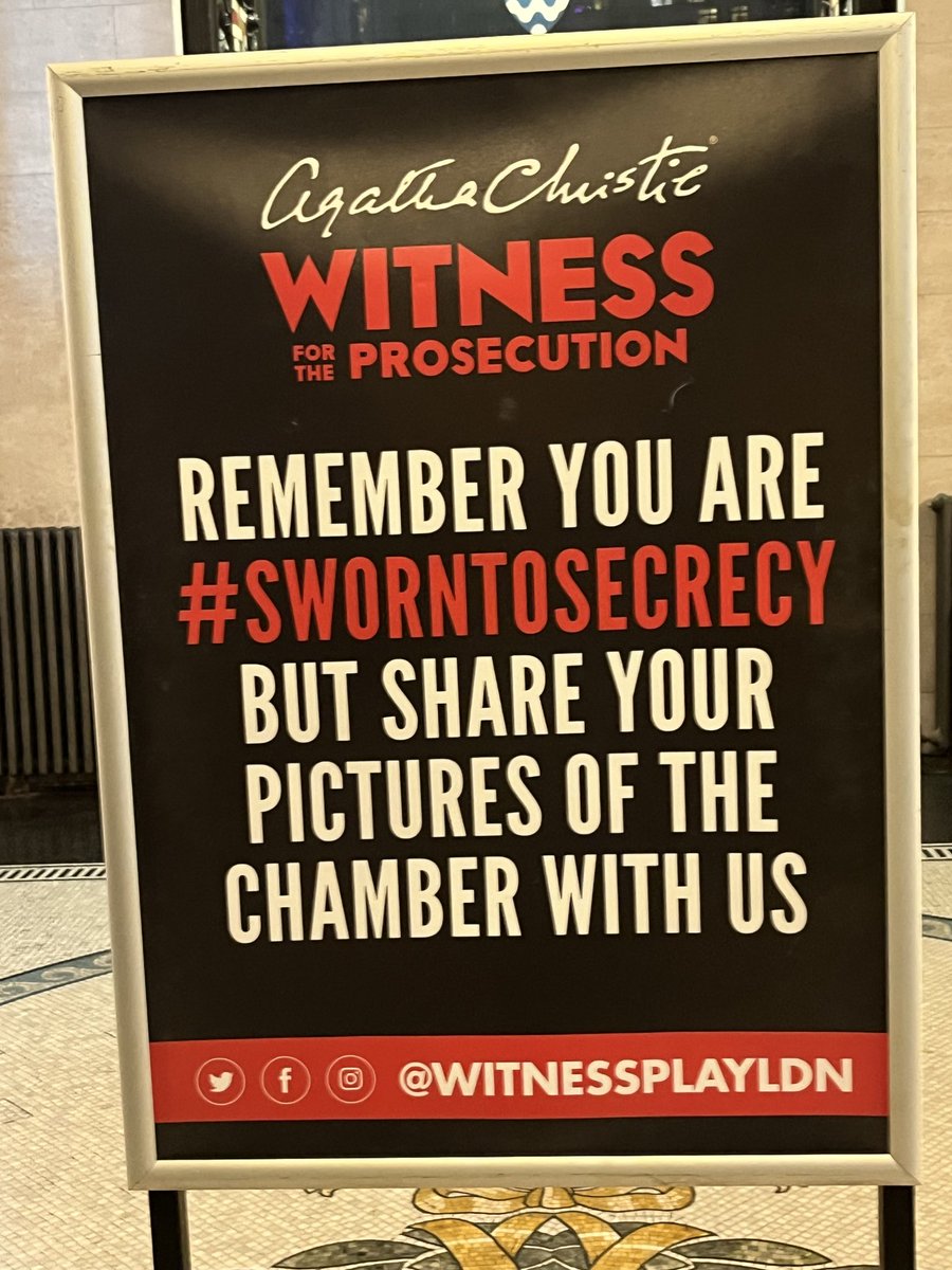 PaulPhear's tweet image. Another hugely enjoyable visit to County Hall for the site specific courtroom drama @witnessplayLDN now 8 years with a shiny new cast. 

It’s  one of London’s top entertainments and Queen of crime Agatha Christie toys with her audience like a purring pussy cat.

#sworntosecrecy