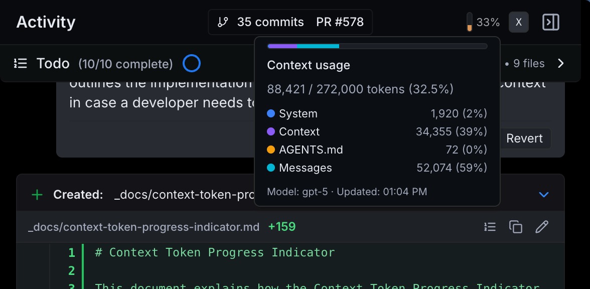 LatchLoopAI's tweet image. Want to know where your context is being used in realtime during a coding agent&apos;s run?

Now you can. Hover the context percentage and you can see a breakdown of what&apos;s in the model&apos;s context window.