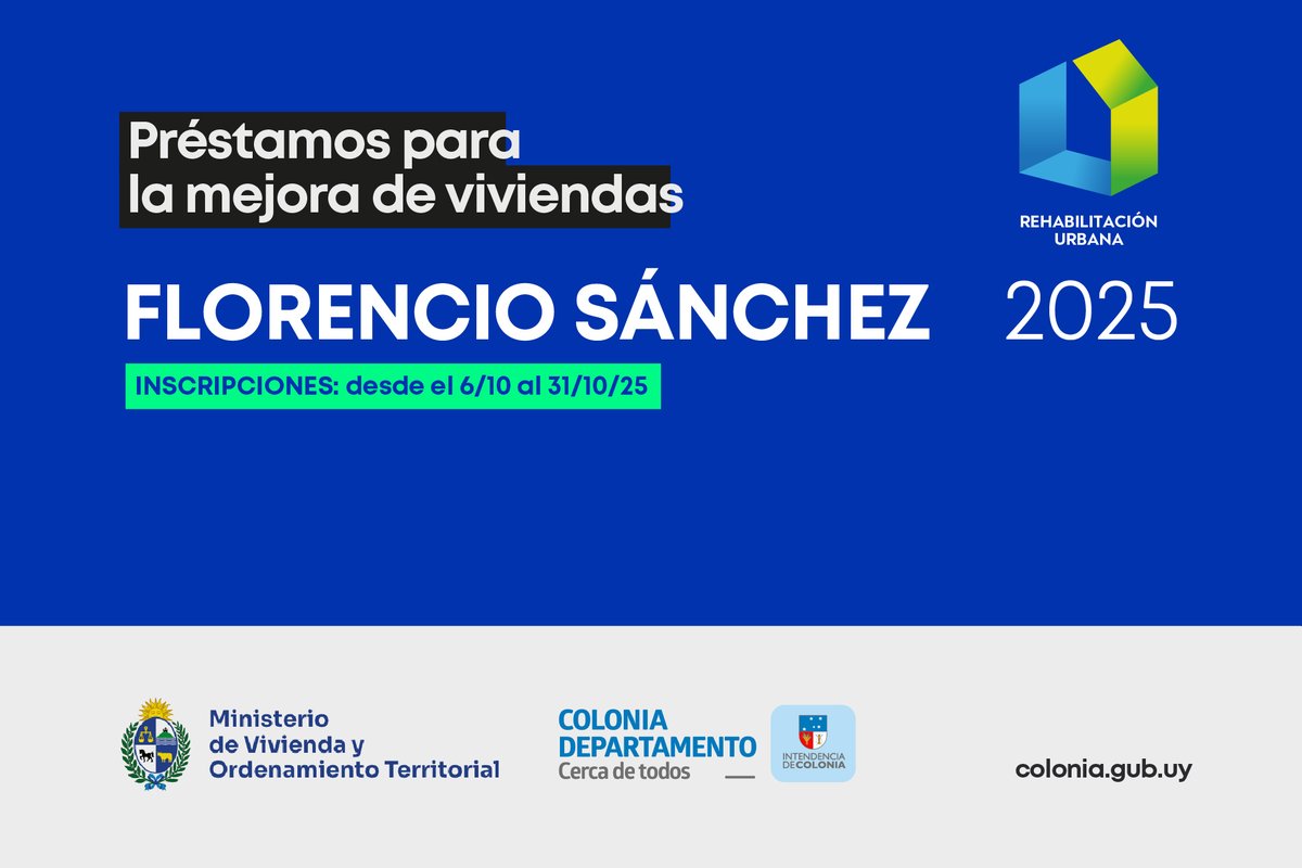 La Intendencia de Colonia informa que están abiertas las inscripciones para los préstamos del Programa de Rehabilitación Urbana. Ver más en colonia.gub.uy
#intendenciadecolonia