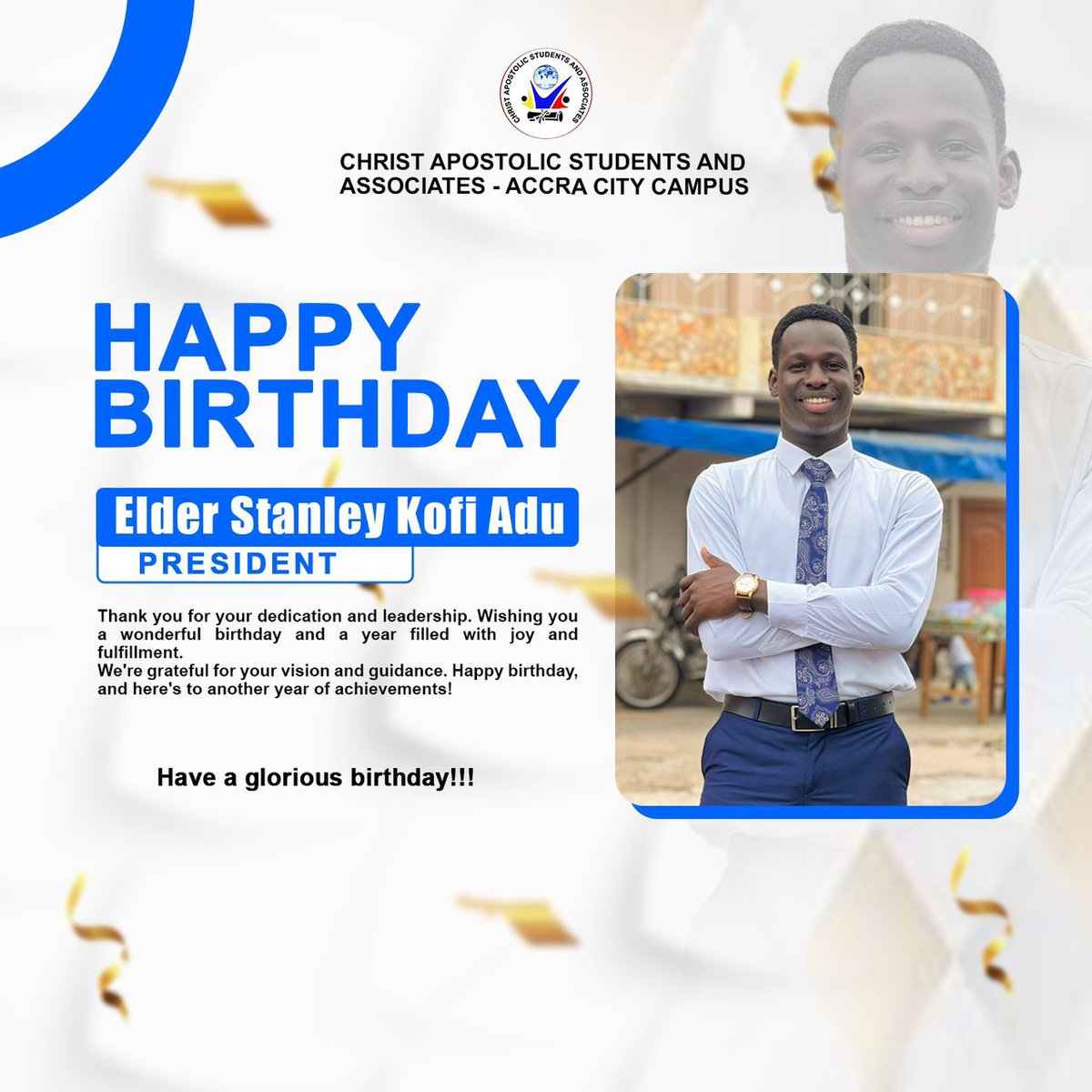 casacitychapter's tweet photo. #HappyBirthday to our esteemed President, Elder Stanley Kofi Adu! May God bless you with wisdom, strength, and many more fruitful years as you lead with grace and vision. May the Lord continue to use you mightily for His glory and grant you long life, peace, and fulfilment! 🎂❤️ https://t.co/SRYkNe03x9