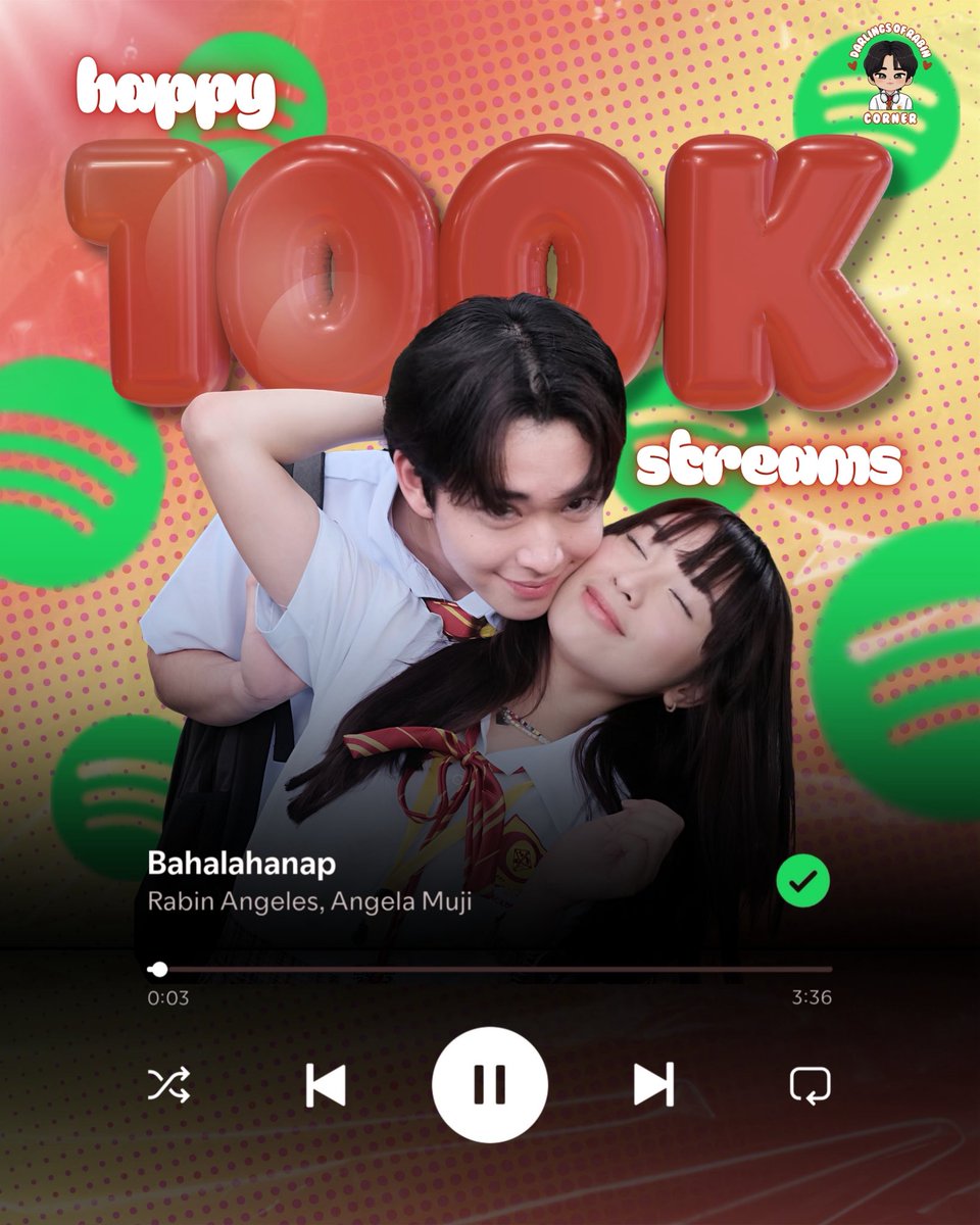 One hundred thousand streams of love. 💌 Thank you for holding Bahalahanap close to your hearts.

🎧Continue streaming here: open.spotify.com/track/2gGDYW8A…

#BahalaHanap
#RabinAngeles | #AngelaMuji