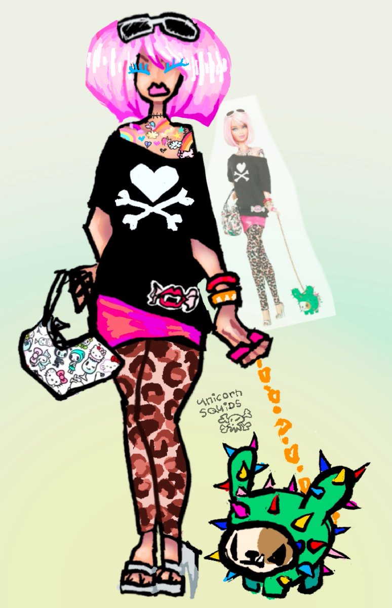 #tokidoki &amp; barbie had a collab a while ago so i doodled one of em
