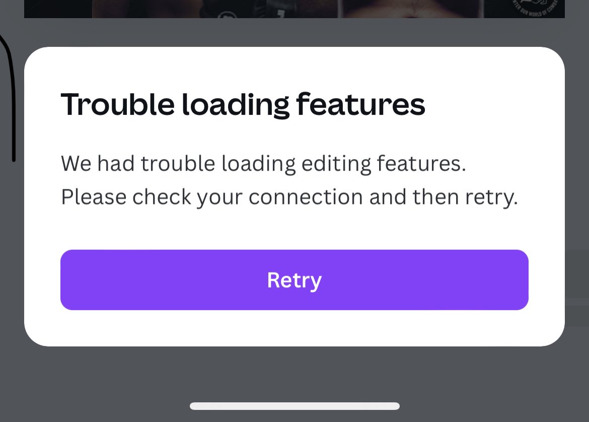 tristonmac95's tweet photo. @canva  there has been an issue with your app for a few hours, any update? https://t.co/UEPeQy6jTr