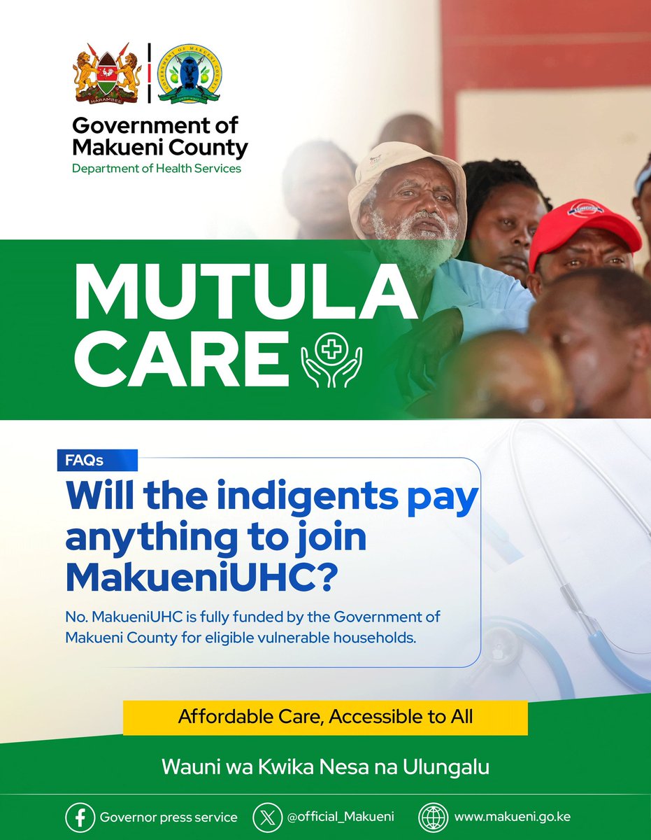 maingawewa's tweet photo. @GvnMutula architects a health order where dignity supersedes destitution.
#MutulaCare
#MutulaDelivers
#MakueniTukoSawa https://t.co/K3ZqWc5v2l