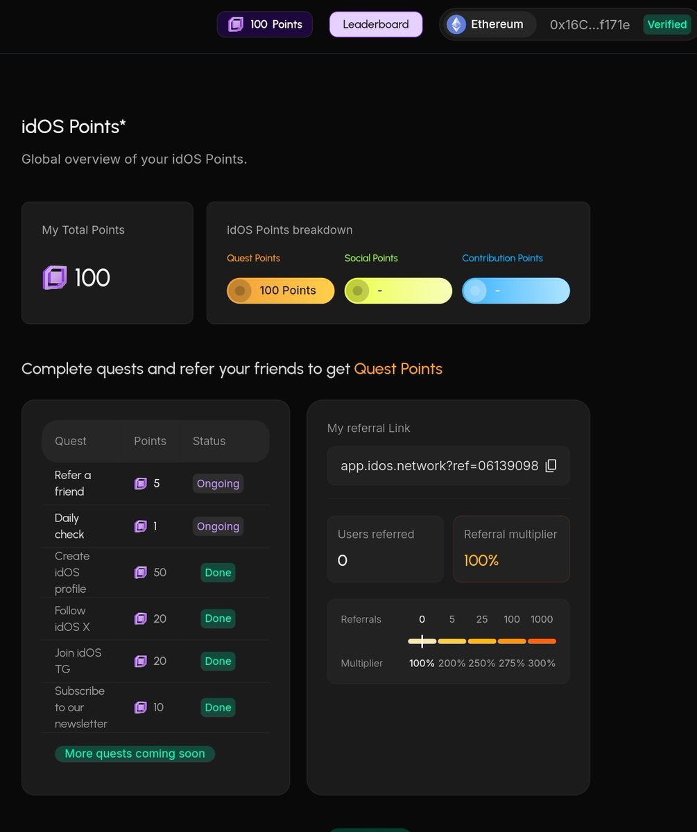 Herkese iyi akşamlar arkadaşlar 

1️⃣.@wallchain_xyz yeni iş birliği tanıttı
.<a href="/idOS_network/">idOS</a> 4.5 milyon yatırım almış ve arzın 0.8 en iyi içerik üreten kişilere verilecek buradan kayıt olun önce 

2️⃣app.idos.network/?ref=06139098 puanları claim etmeniz gerekiyor günlük check-in 

3️⃣KYC
