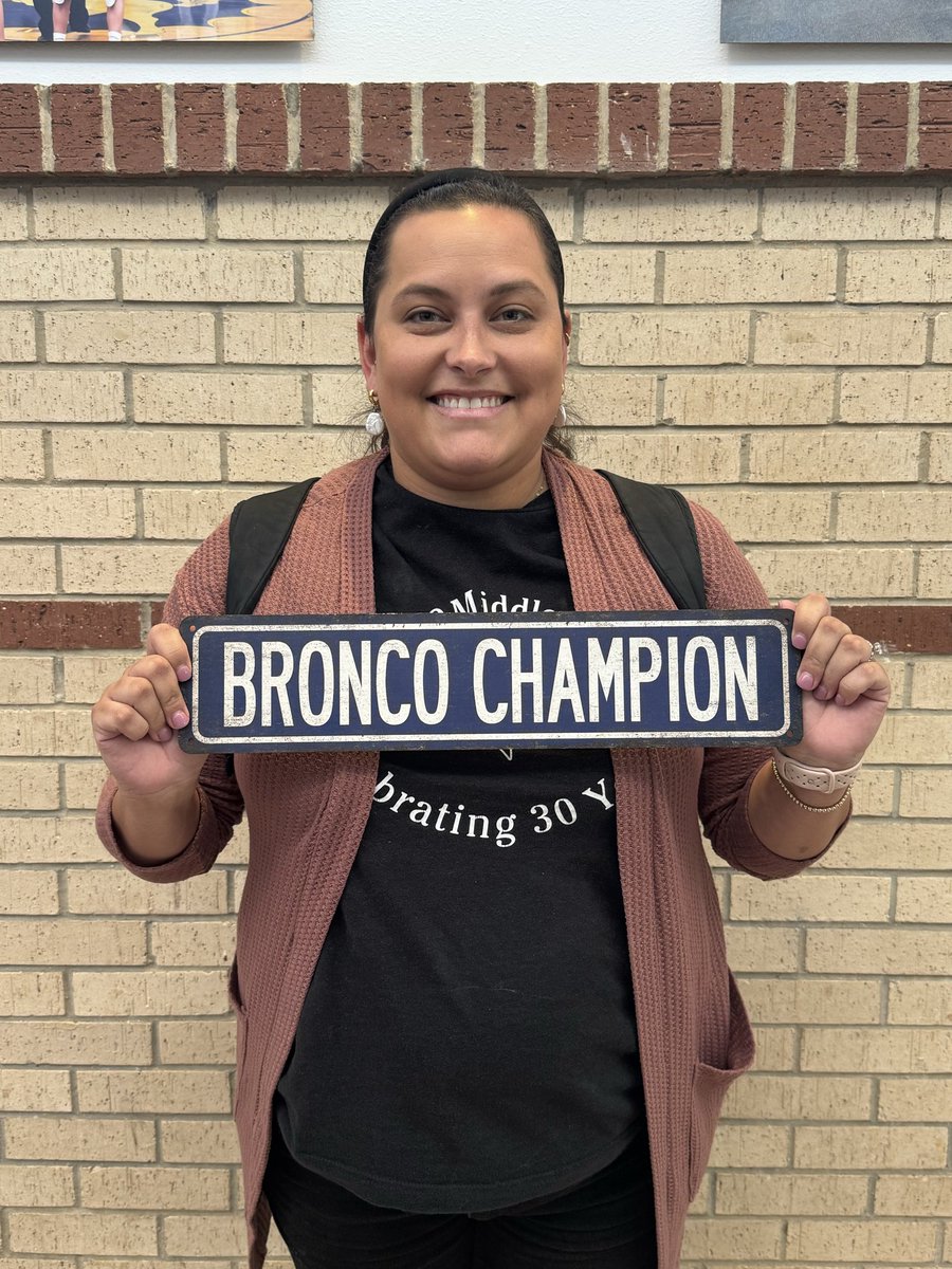 Bronco Champion of the Week, Mrs. Gordon! She advocates for our students and does a great job in the classroom as an AVID elective teacher. We appreciate the support she provides as the campus AVID Coordinator, and HMS is lucky to have her! 💙💛 <a href="/HeritageBroncos/">Heritage Broncos</a> #BroncoChampion