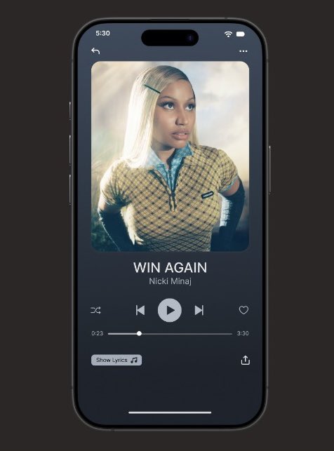 ell_missy01's tweet image. The dark mode is my favorite, that’s why I made a little adjustment by removing the bottom navigation bar. 
What do you think? 
This is a simple music player design.