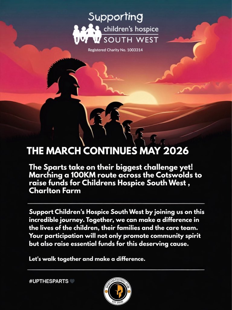 The Sparts take on their biggest challenge yet!

Let’s walk together and make a difference. UTS 🩷 #Fundraiser #100kmChallenge #childrenshospicesouthwest #SpartsMarch26