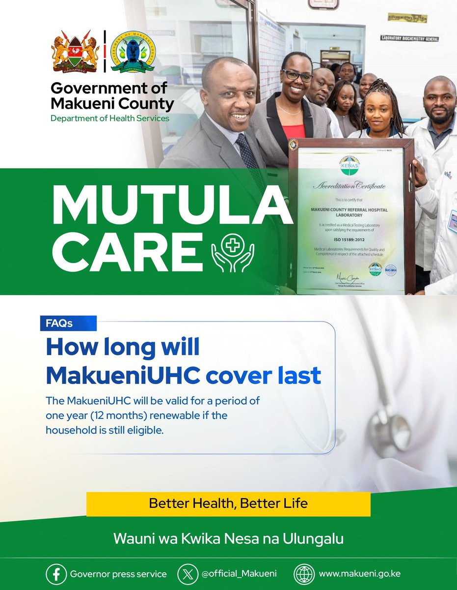 maingawewa's tweet photo. MutulaCare renders medicine borderless from infirmity to emergency, all encompassed.
@GvnMutula
#MutulaCare
#MutulaDelivers
#MakueniTukoSawa https://t.co/jxvjmIe5sl