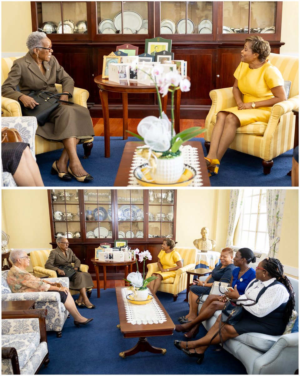 GGSirPAllen's tweet image. Her Excellency the Most Honourable Lady Allen welcomed members of Soroptimist International Jamaica (Kingston Club) for a Courtesy Call on Tuesday, September 30, 2025.

Led by President Ms. Dawn Campbell, the newly elected Executive Committee was formally introduced to Lady…