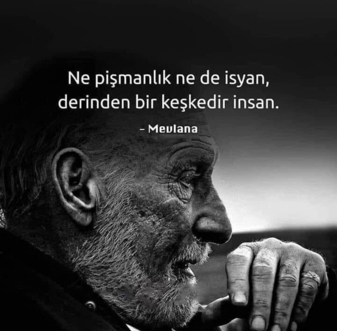 Ne pişmanlık ne de isyan,
Derinden bir keşkedir insan.

Hz. Mevlana