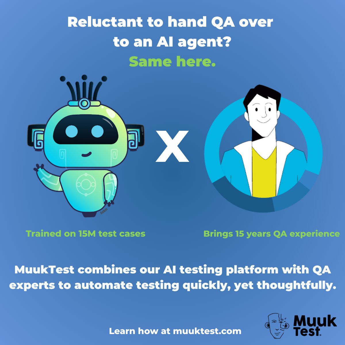 AI alone can’t guarantee quality. 🤝
That’s why MuukTest pairs an AI testing platform with QA experts. 🤖 + 👩‍💻

Automation that’s fast and reliable.
Lern more here:  muuktest.com

#SoftwareQuality #QA #TestAutomation