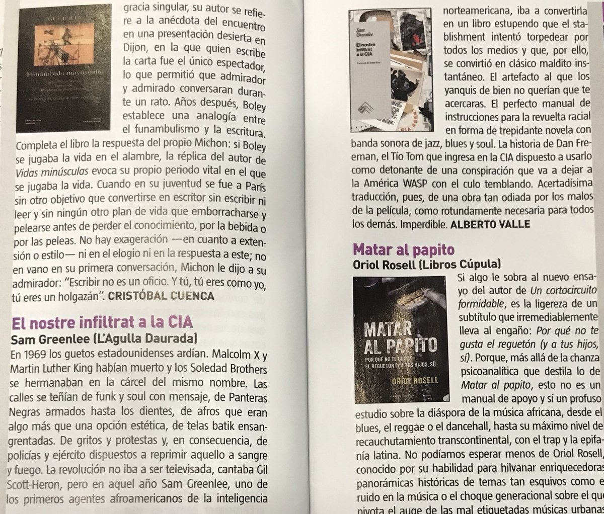 Al número d'octubre de <a href="/ruta66mag/">Ruta 66</a>, l'Alberto Valle recomana la trepidant i controvertida novel·la de Sam Greenlee "El nostre infiltrat a la CIA", publicada per <a href="/LAgullaDaurada/">L'Agulla Daurada</a> i traduïda per un servidor.

Feu-li cas!