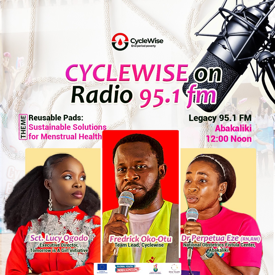Cyclewise2's tweet image. 📢 *ANNOUNCEMENT* 📢

Join us tomorrow on *Legacy 95.1 FM, Abakaliki at 12:00 Noon* for another exciting edition of CYCLEWISE on Radio! 🎙️

*Theme:* *Reusable Pads: Sustainable Solutions for Menstrual Health
📌 Don’t miss out! Tune in, learn, and be part of the movement