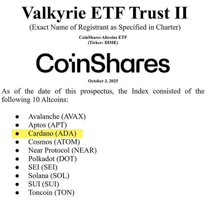 Sssebi's tweet photo. 🚨BREAKING

$ADA has been included in CoinShares Valkyrie ETF https://t.co/oDrMZB2iei
