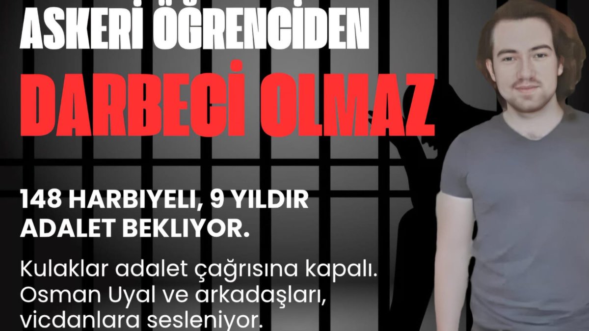 9 yıldır demir parmaklıklar ardında genç askeri öğrenciler... Çocuk yaşta devletine emanet edilen bu evlatlar, adil yargılanmadı. Hiçbir suça karışmadan müebbetle yargılandılar. Adalet susarken, onların umudu tükenmesin!
<a href="/memduhtv/">memduh bayraktaroğlu</a>
AskeriÖğrenciler İçinAdalet