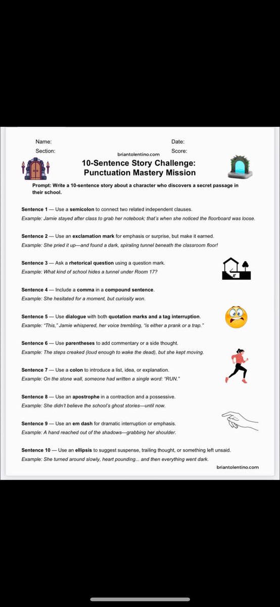 10-Sentence Challenge: Punctuation Mastery Mission!

Link: briantolentino.com/10-sentence-se…