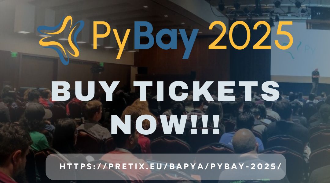 py_bay's tweet photo. 🚨 PyBay 2025 Ticket prices increase TODAY! 🚨

Grab your regular-priced PyBay 2025 tickets before they go up! Join the vibrant Python community, connect with fellow developers, and catch amazing talks.

Details 🧵 👇 https://t.co/TZcXjzSdqE