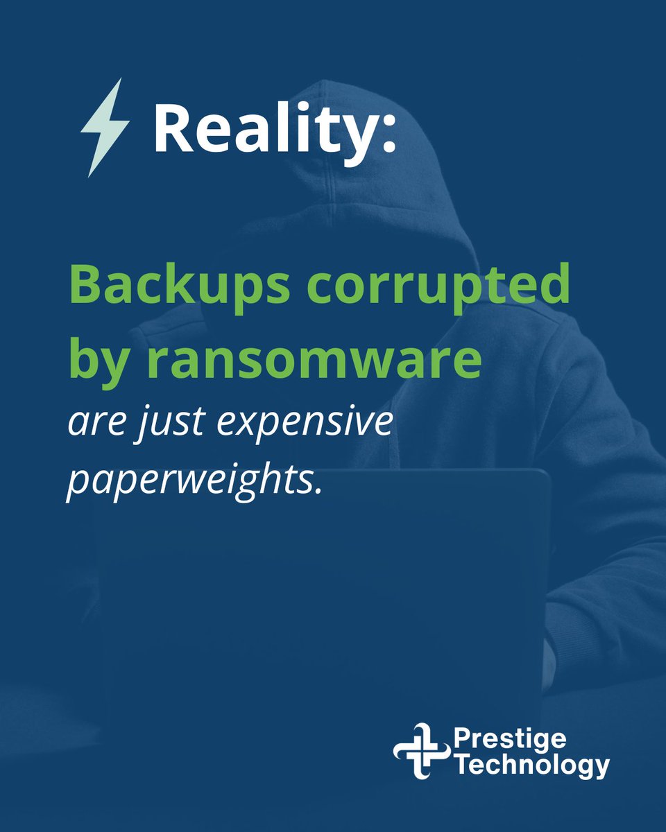 PrestigeTechSys's tweet image. 💾 Myth vs Reality: Backups

💭 Myth: We back up our data, so we’re safe
⚡ Reality: Ransomware-corrupted backups = expensive paperweights
✅ Truth: Real protection = tested failover + verified restore points
👉 Are your backups actually protecting you?
prestigesystems.com/network-assess…