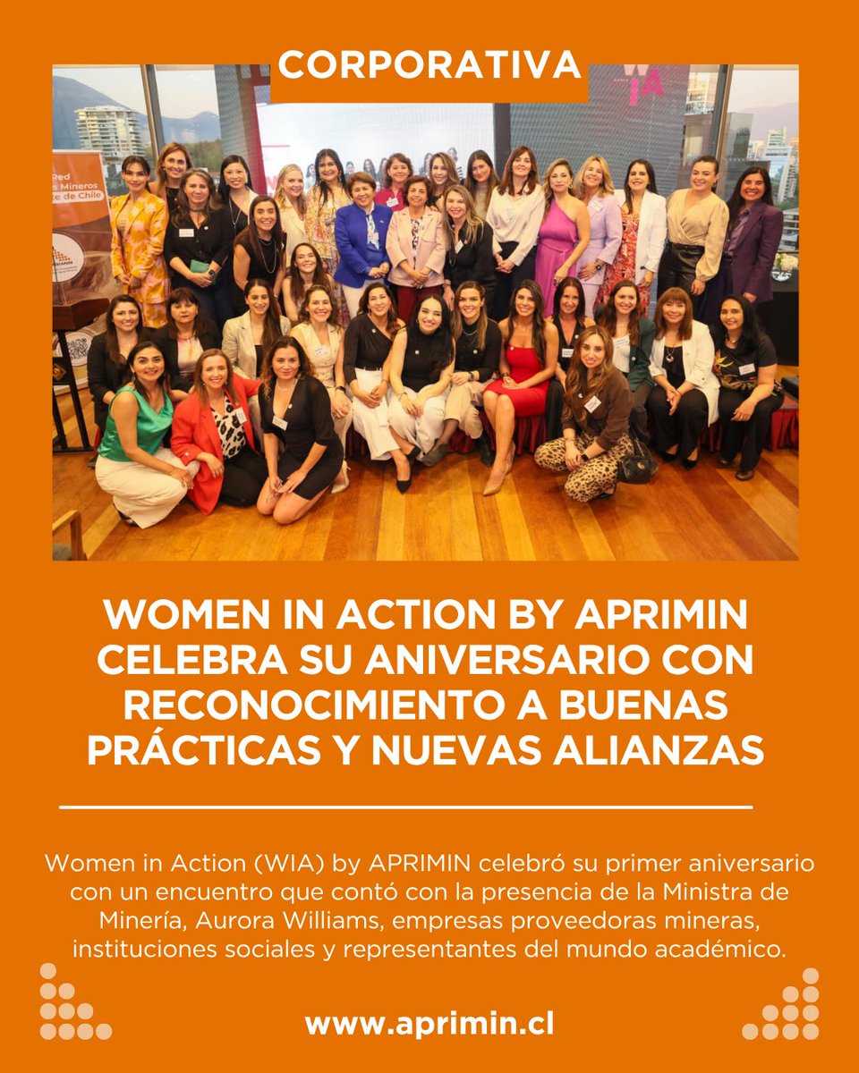 ✨ Women in Action by APRIMIN celebró su aniversario con un emotivo encuentro que reunió a autoridades, empresas proveedoras y líderes del sector minero.
La jornada estuvo marcada por el reconocimiento a buenas prácticas, nuevas alianzas y el compromiso de seguir impulsando una