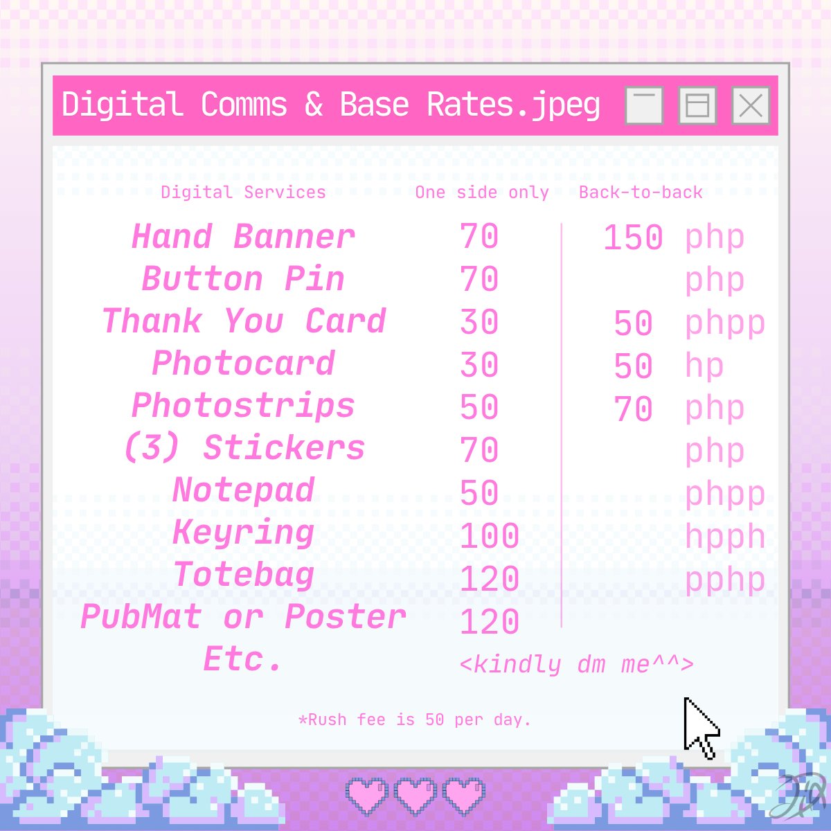 my_aelia's tweet photo. .☘︎ ݁˖ — Hi, dia here!

I offer digital services, and I am now accepting commissions. Read the T&amp;C, and feel free to dm me for inquiries ^^

t. kpop comms graphic designer editor layout cupsleeve banner button pin pc ph notepad rates enhypen cse pubmat poster stickers

#by_dia https://t.co/DkhqUL8EEk