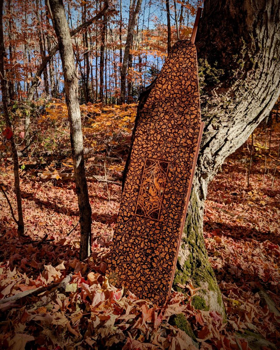 capstellium's tweet image. anyway, i woodburned this antique ironing board