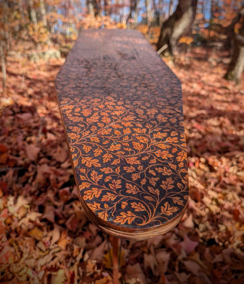 capstellium's tweet image. anyway, i woodburned this antique ironing board