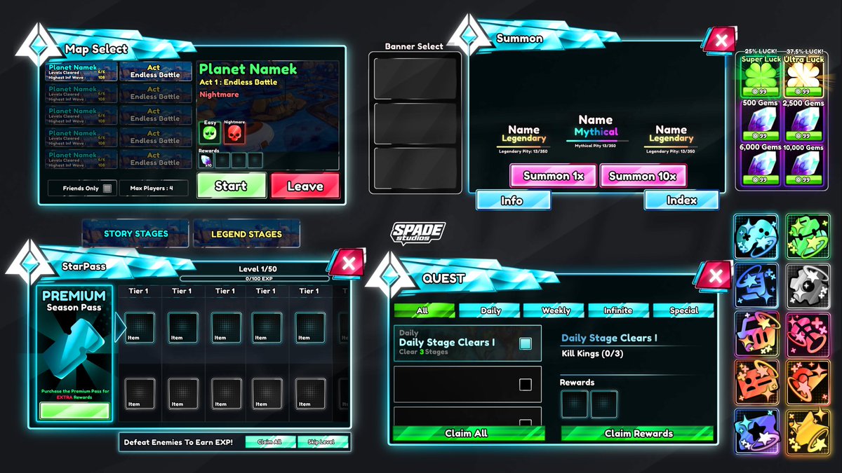 spadekins's tweet image. 🔥UI I made for an upcoming Tower Defense Game🔥
like and rt appreciated✌️
need quality ui?
find me here : (also in bio) discord.com/invite/9JCyyYJ…
#RobloxArt #RobloxUI #GameDev #UIDesign
