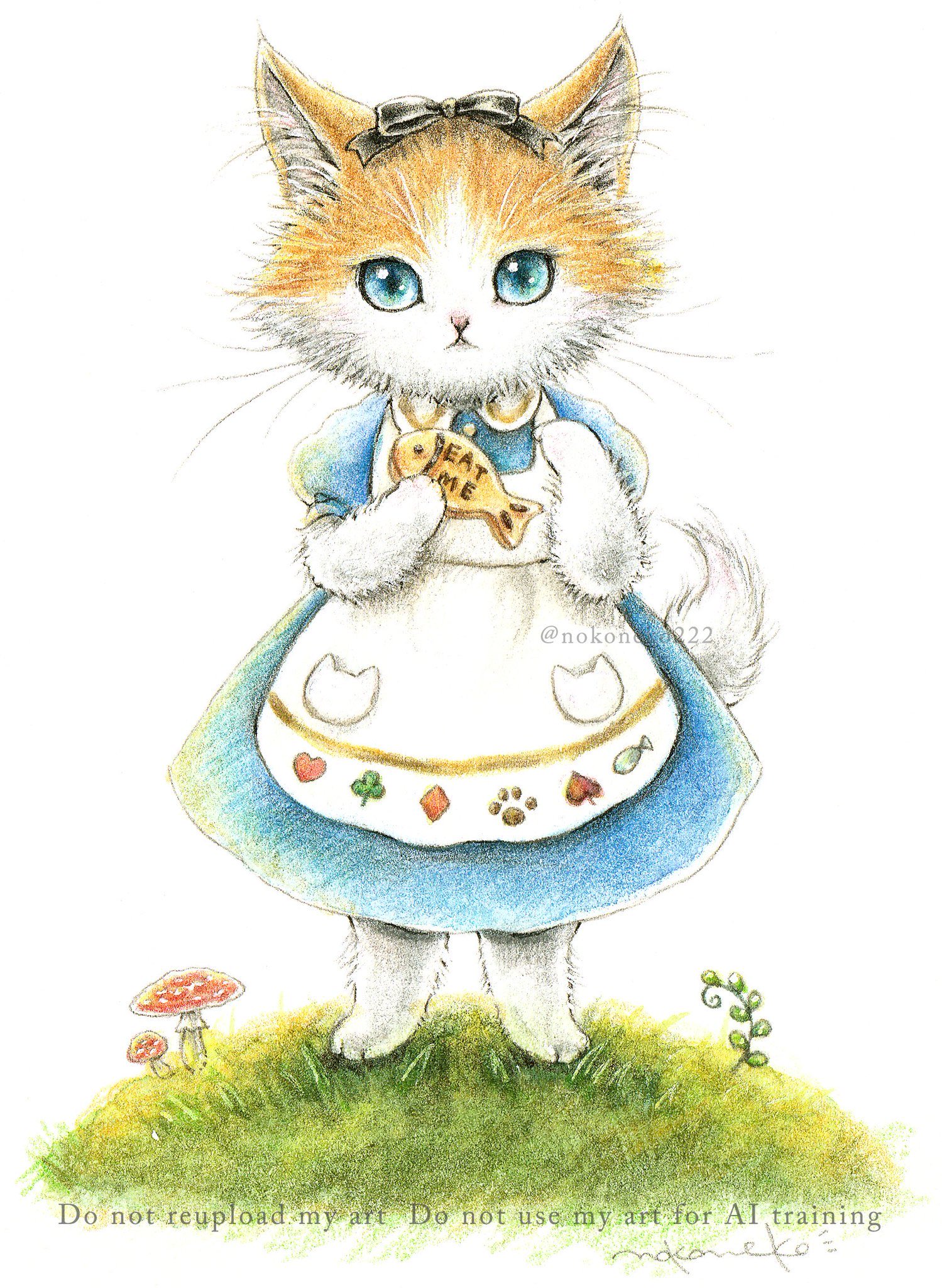 猫の絵　coffeebreak 原画「仲良しさくらねこのいる桜咲く丘」 F10号 #絵画 #ねこ