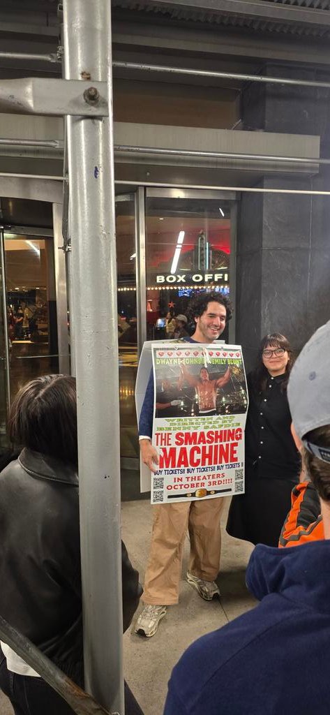 .<a href="/benny_safdie/">Benny safdie</a> still putting work to promote The Smashing Machine outside of AMC Lincoln Square