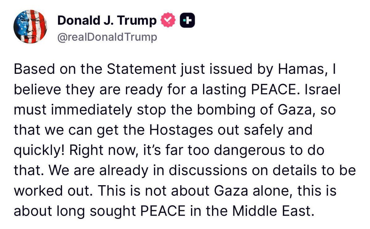 ÚLTIMA HORA: Publicación de Trump sobre Gaza