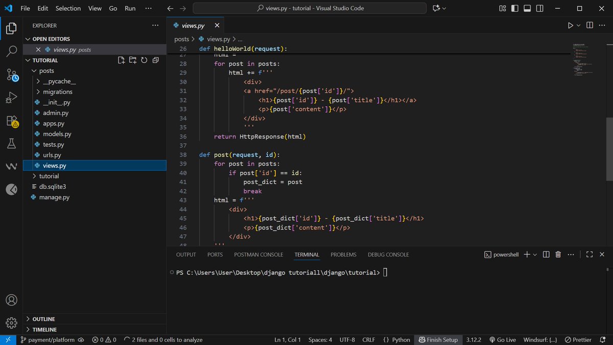 d_omoanon's tweet photo. Hey everyone! I’ve been building as a Backend Developer with #ExpressJS framework, and just started exploring #Django framework . Excited to say I wrote my very first Django line of code today! 🚀 #CodingJourney https://t.co/8Pi0rFTCfL