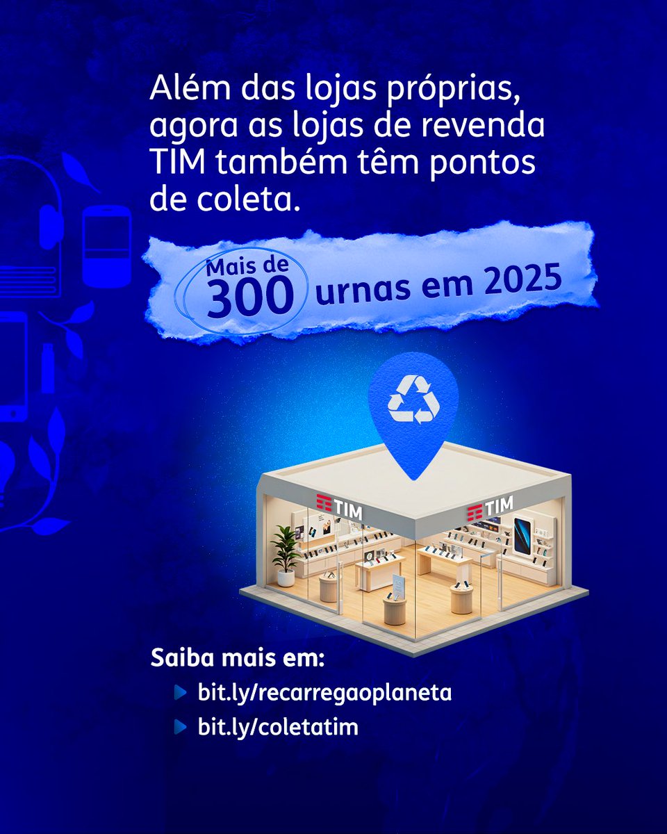 TIM BRASIL (@timbrasil) on Twitter photo Em 2025, nosso compromisso para um futuro mais sustentável já mostrou resultado: mais de 48 toneladas de resíduos eletroeletrônicos tiveram o destino certo nos pontos de coleta das minhas lojas e em campanhas que fiz parte. Vamos seguir transformando juntos 🌍💙 Em 2025, nosso compromisso para um futuro mais sustentável já mostrou resultado: mais de 48 toneladas de resíduos eletroeletrônicos tiveram o destino certo nos pontos de coleta das minhas lojas e em campanhas que fiz parte. Vamos seguir transformando juntos 🌍💙