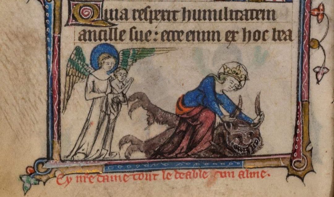 pensando en ella (la Virgen María apaleando al demonio cual Buffy Cazavampiros)