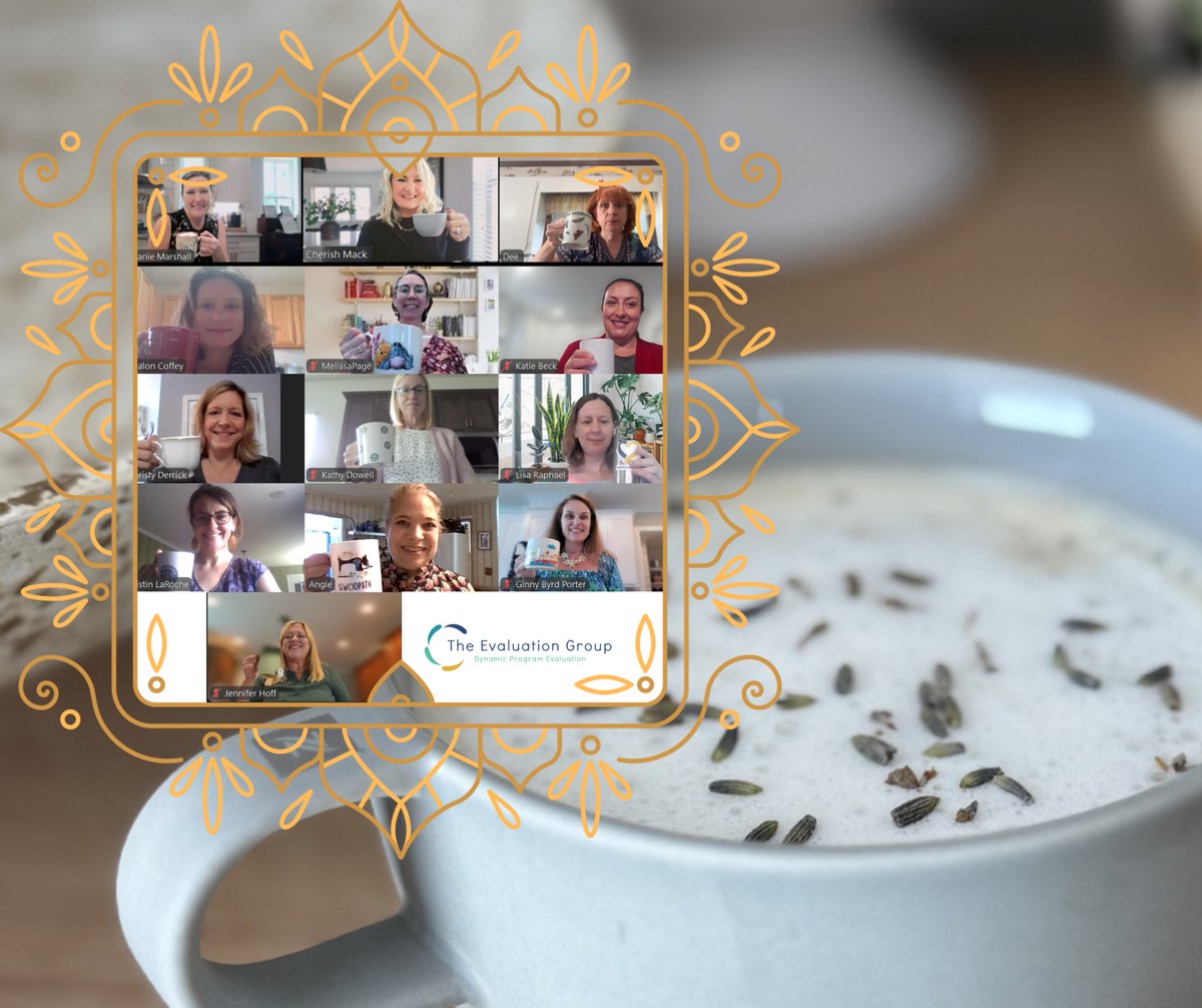 Proof that great minds steep alike! 🍵🫖🪻 Virtual tea time for our Team Time! #LavenderLondonFogLatte #TeamTime #GrantEvaluation evaluationgroup.com