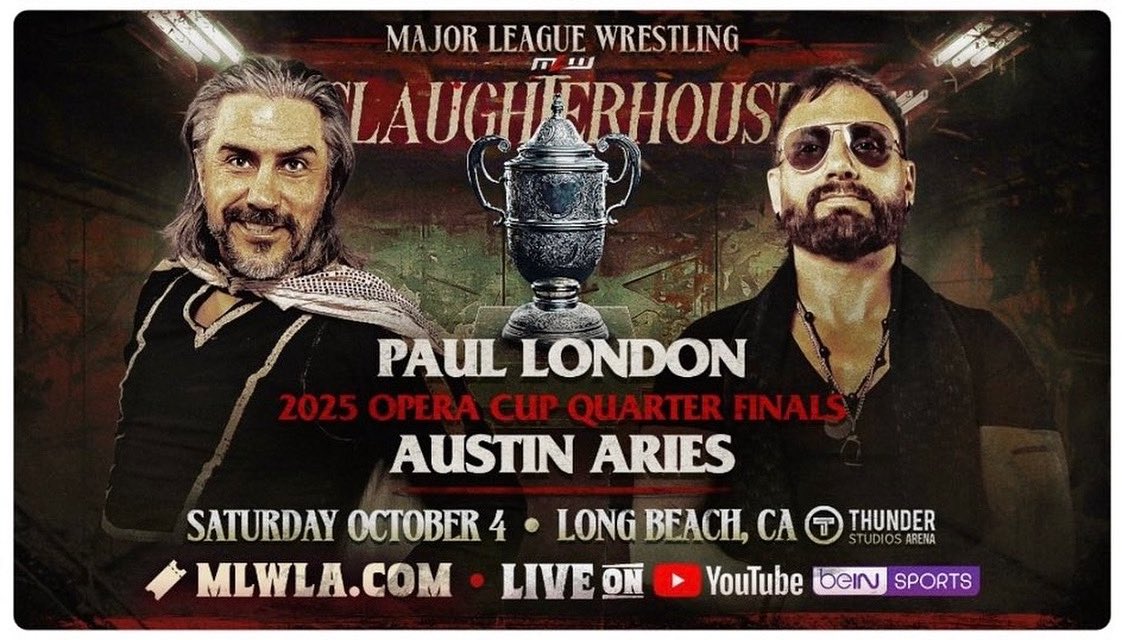 AustinAries's tweet photo. Tomorrow night. Live. First time ever. 
@LondonFu vs @AustinAries 
@MLW #OperaCup
Let’s get it on. https://t.co/Ve1Ne55mRN