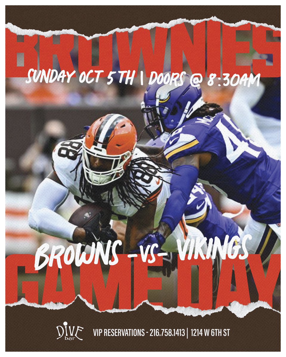 🎉 WEEKEND AT DIVE 🎉

🔥 FRIDAY OCT 3
🎧 DJ MX brings the heat — 10PM–2AM

🏈 SATURDAY OCT 4
🍻 Doors open 6:30PM
📺 Ohio State vs. Minnesota – Kickoff 7:30PM
🎧 After the game: DJ WERKIT — 10PM–2AM

🐶 SUNDAY OCT 5
🏈 Browns vs. Vikings — Doors open 8:30AM
🍺 Game Day specials