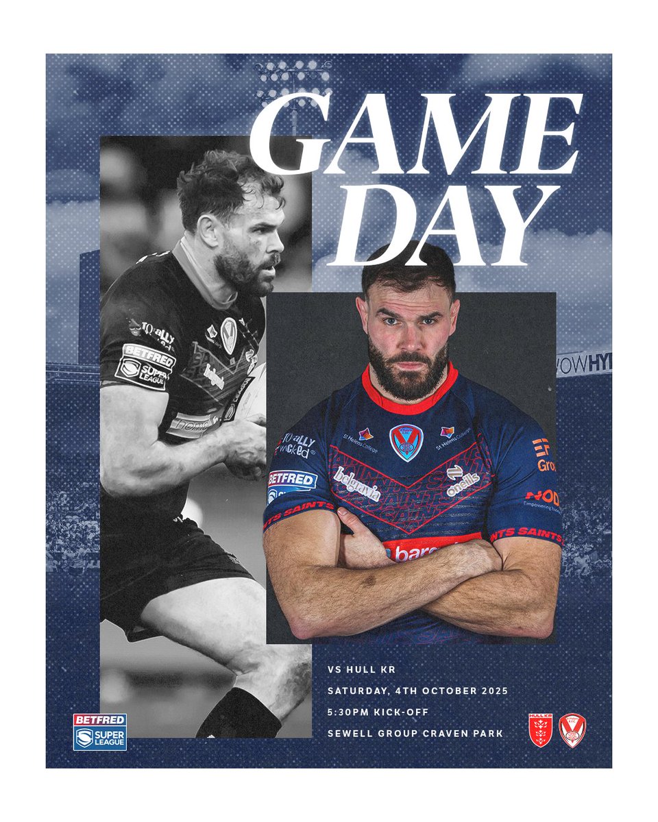 🔵🔻 𝑮𝑨𝑴𝑬 𝑫𝑨𝒀

🆚 <a href="/hullkrofficial/">Hull KR</a> 
📌 Sewell Group Craven Park
🕠 5:30pm KO
📺 Sky Sports + / BBC Two
😇 Sold out away allocation

#COYS | <a href="/engywalmsley/">Alex Walmsley</a>