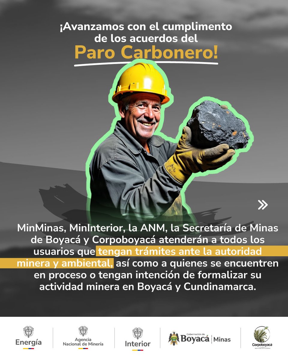 SecMinasBoyaca's tweet photo. Seguimos cumpliendo la palabra con nuestras mineras y mineros 🙌🏻.

En equipo con @MinMinas, @MinInterior, la @ANMColombia y @Corpoboyaca llegamos a los municipios para acompañar y orientar a quienes tienen trámites mineros y ambientales o buscan formalizar su actividad. https://t.co/vERjXAvonS