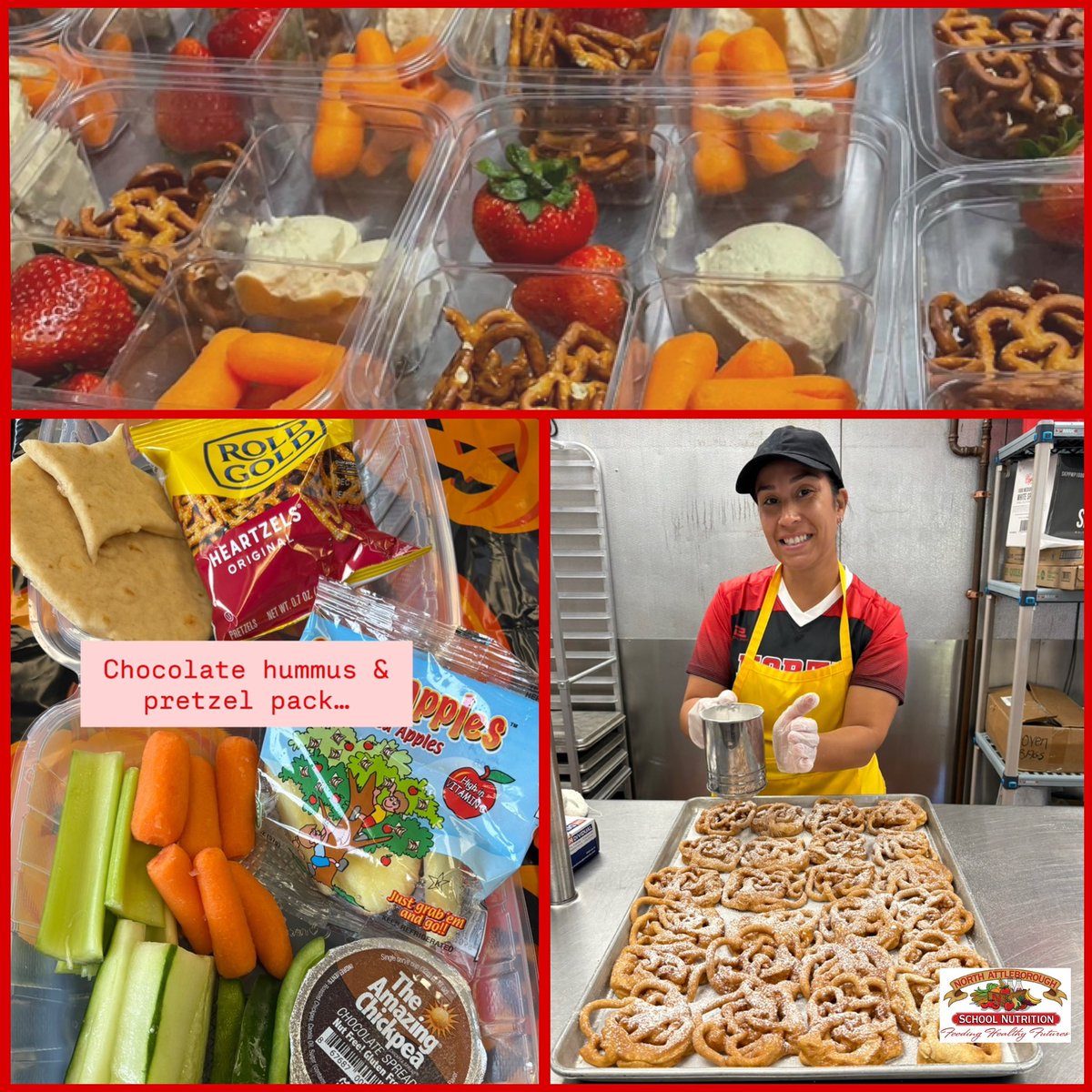 Big week in School Nutrition! 🎉 👋 Meet our awesome new team member 🍫 Try our new Chocolate Hummus Lunch Pack
Two reasons to smile at lunch this week 😋💙