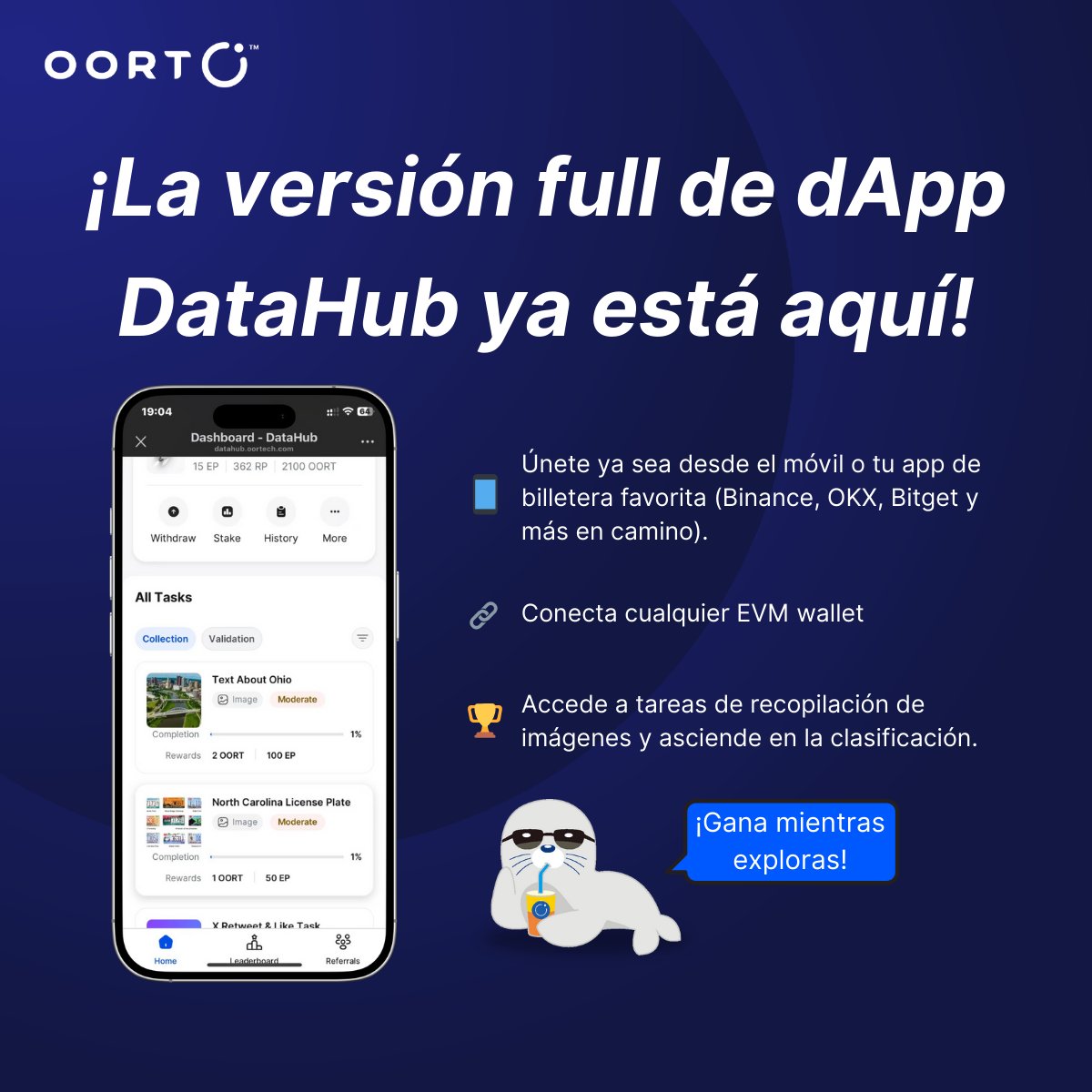 RonaldMweb3's tweet image. Nos complace invitarte a unirte a OORT DataHub Launchpad, el primer "TikTok para datos de IA" descentralizado del mundo. En Launchpad, puedes publicar cualquier tarea impulsada por la comunidad, desde recopilación de datos hasta participación en medios, encuestas y más,…