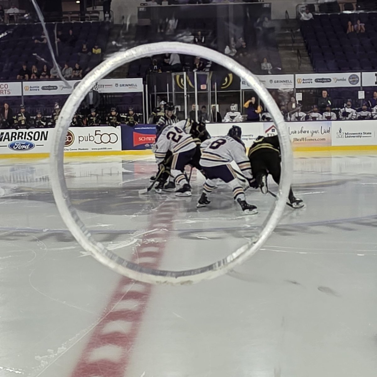 Obligatory #GlassHole puck drop <a href="/MinnStWHockey/">Minnesota State Women’s Hockey</a> vs Lindenwood <a href="/WCHA_WHockey/">WCHA Hockey</a>