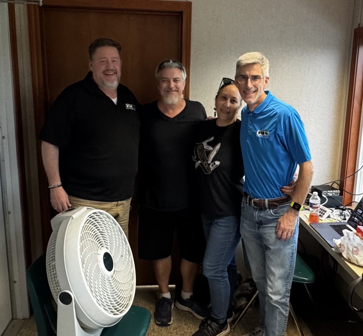 Our awesome Shaw crew is now live for the Eagles hosting De La Salle
L-to-R
Jim Derry PxP <a href="/JimDerryJr/">Jim Derry</a> 
Todd Whittington Director
Janea Whittington Camera Operator
Jim Rapier Color <a href="/Jim_Rapier/">Jim Rapier</a> 
Not Pictured: Randall Guelfo
Link to Game: varsitysportsnow.com/events/footbal… <a href="/awestbankthing/">Archbishop Shaw Football</a>