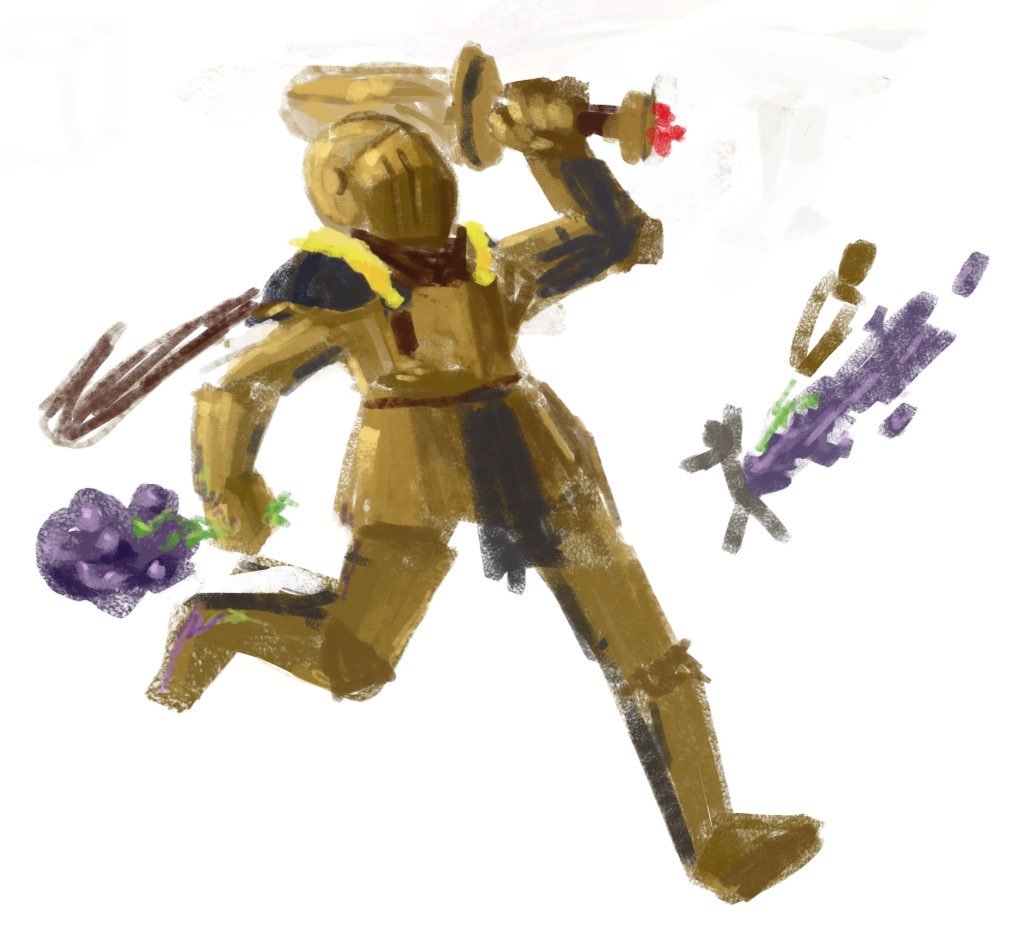 ping_orbit's tweet image. old knight painting based off a bowl of fruit