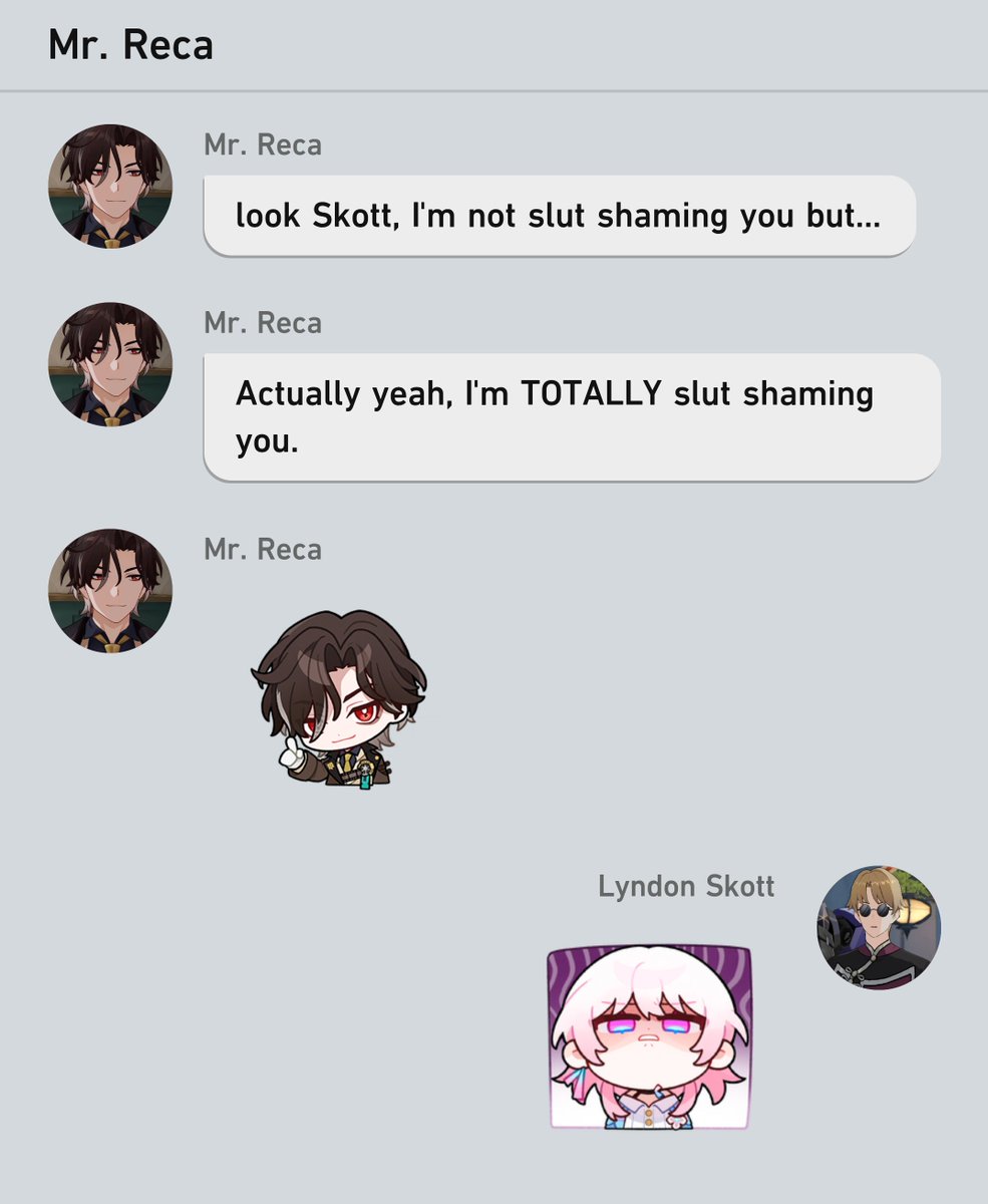 XStarVibezX's tweet photo. Did you know that I ship Mr. Reca x Skott too? Well now you do
#Skott #mrReca #Lyndonskott #Skotthsr #recaskott #skottreca #Honkai https://t.co/eFOQ5Vg59n