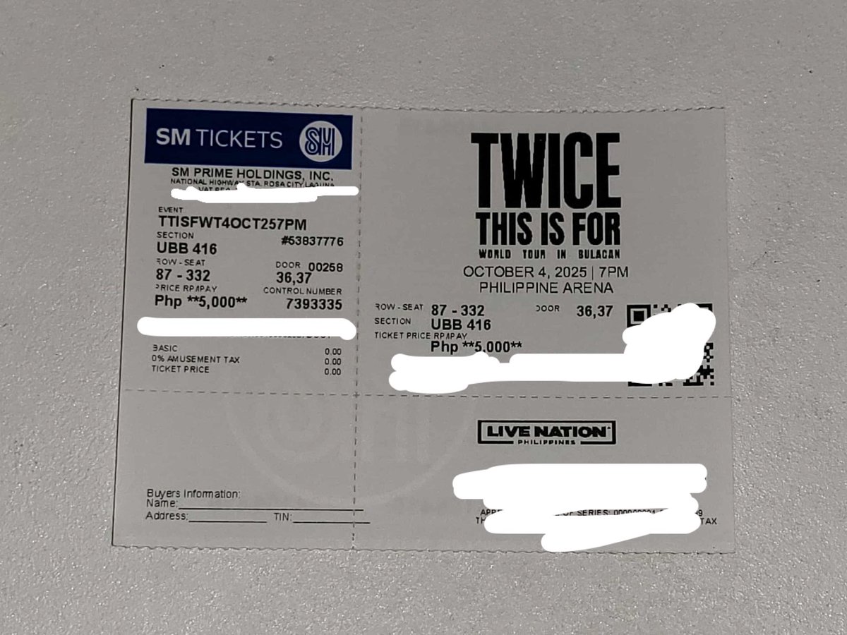 aawaine's tweet photo. wts/lfb

• seat: ubb 416
• price: 5100 (5k tix price + 100tf), nego
• kaliwaan nalang po today sa arena, otw po ang shuttle namin

#TWICE_THISISFOR_WORLD_TOUR_BULACAN #TWICE_THISISFOR_WORLD_TOUR #TWICE https://t.co/kfqPc3vytP