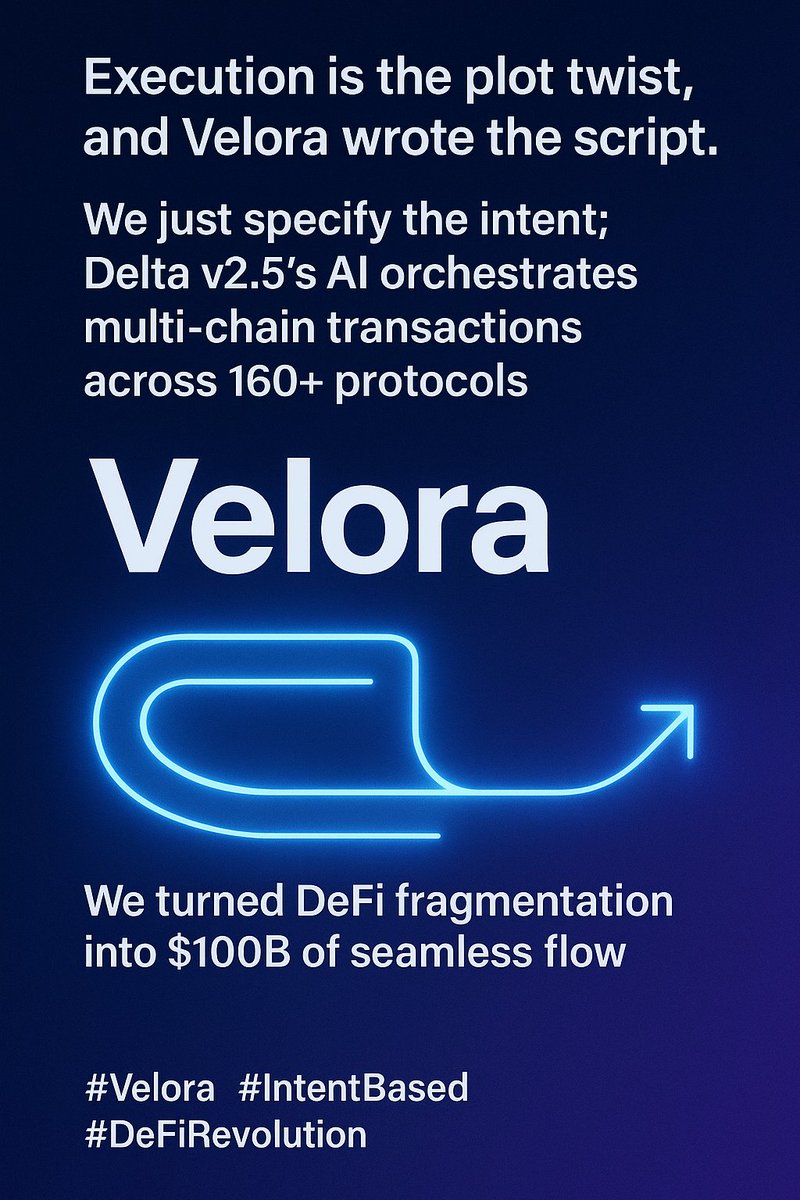AdetomiwaJohns1's tweet photo. Execution is the plot twist and @VeloraDEX wrote the script. Specify intent and Delta v2.5 orchestrates multi chain trades across 160+ protocols. From fragmentation to $100B in seamless flow Less noise more impact
#Velora #DeFiRevolution #IntentBased cc @paraswap https://t.co/9zD2QPZq65